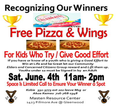 An advertisement for a free pizza and wings event