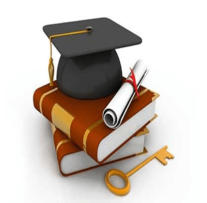 A graduation cap is sitting on top of a stack of books