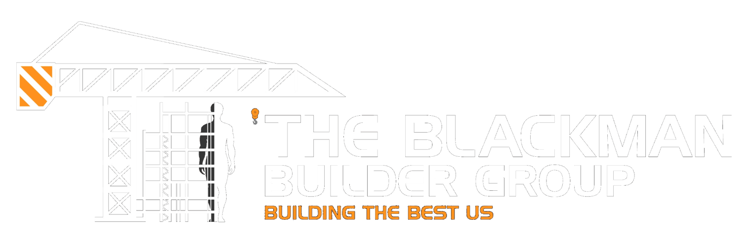 A logo for a construction company called the blackman building group.