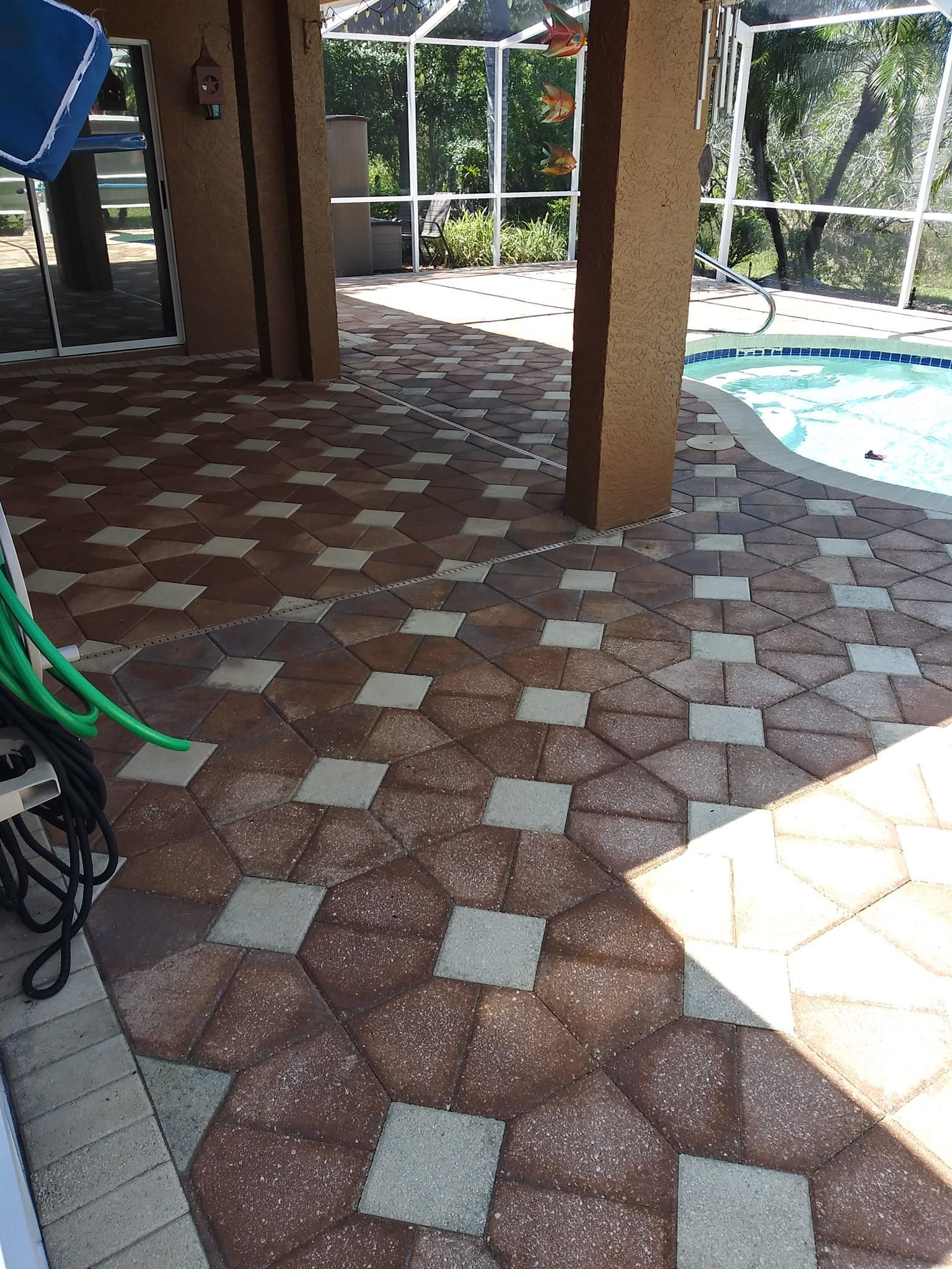 pressure washing pool deck