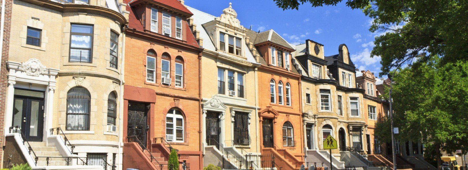 Townhouses on a main busy street. 