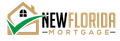 New Florida Mortgage logo with tan house, green roof line, and black and gold text