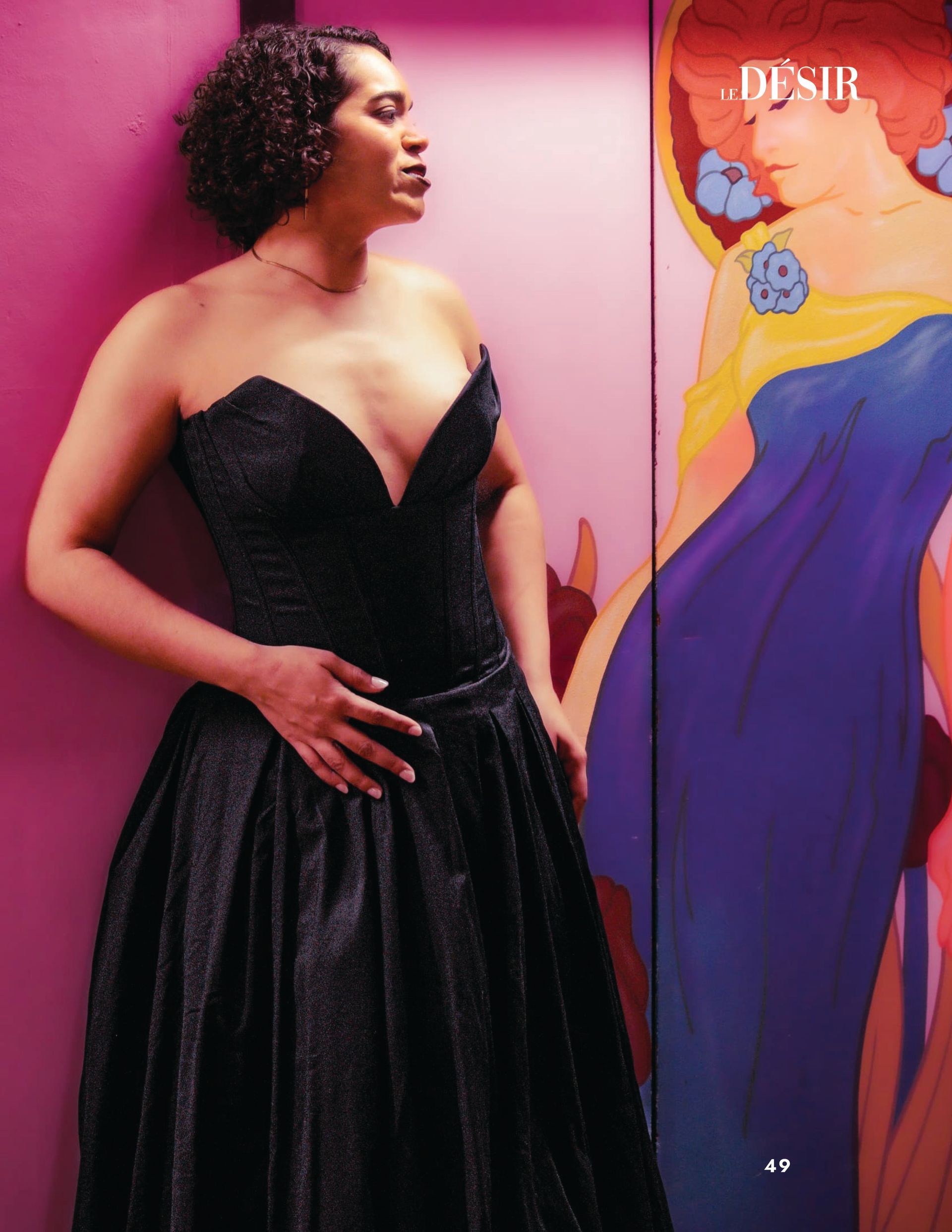 Verity Visions portrait of Irene Ramos in a black strapless gown for Le Désir Magazine.