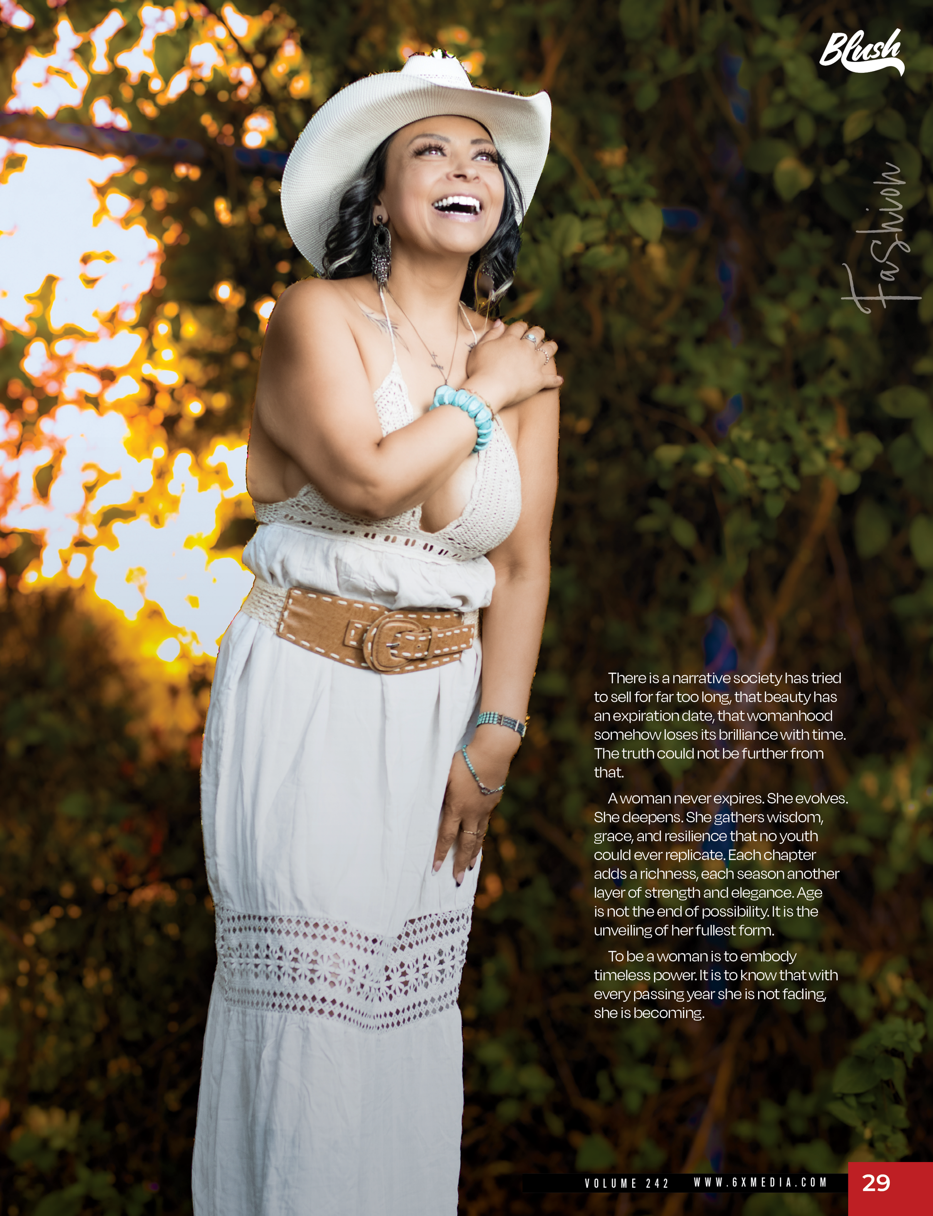 Linda’s Blush Magazine feature showcasing luxury portrait photography for women over 50 in Salem Oregon, captured by Verity Visions to celebrate timeless beauty, confidence, and feminine strength.