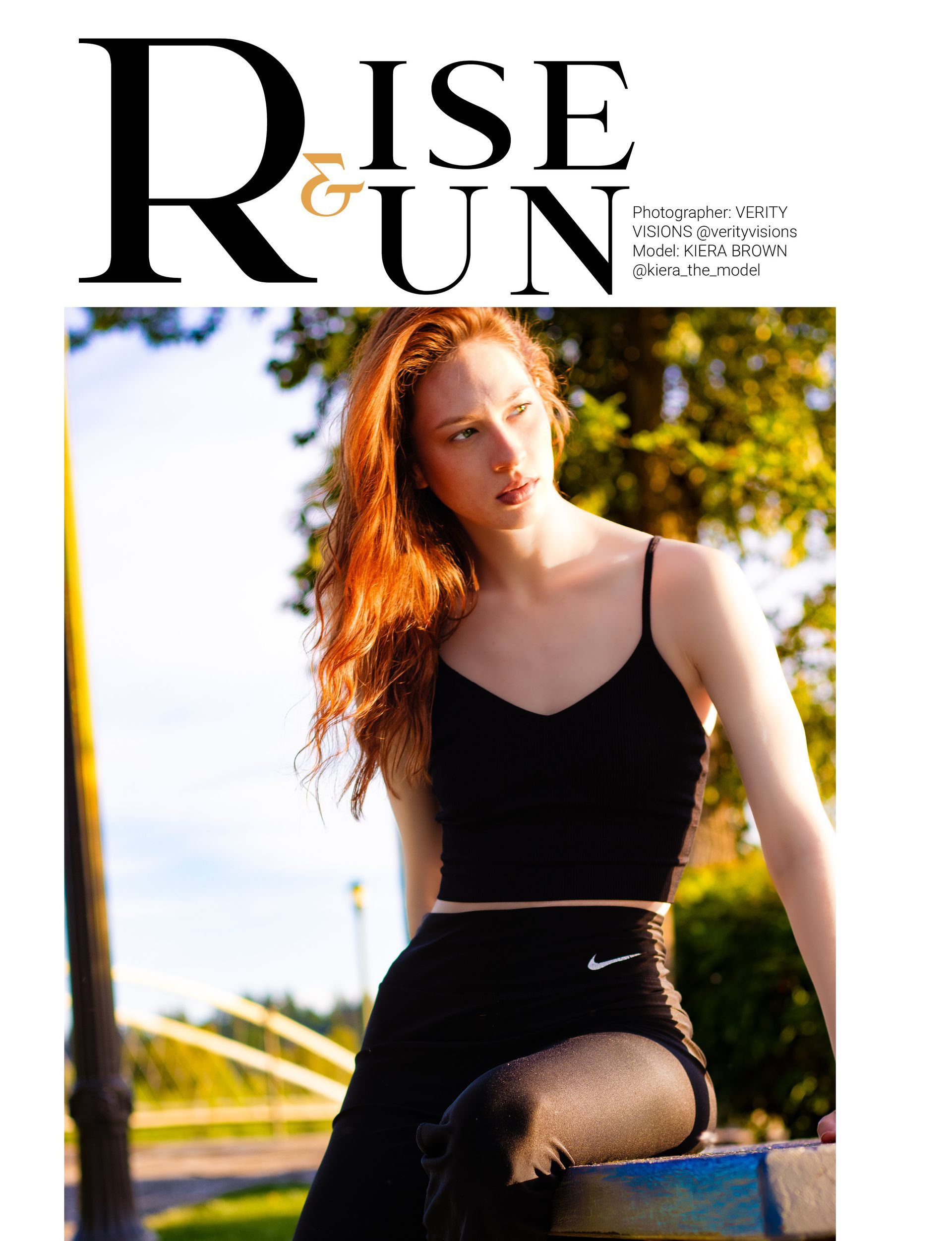 Kiera Brown on the June 2025 Malvie Magazine cover, Nike-inspired editorial at Riverfront Park in Salem Oregon by Verity Visions.