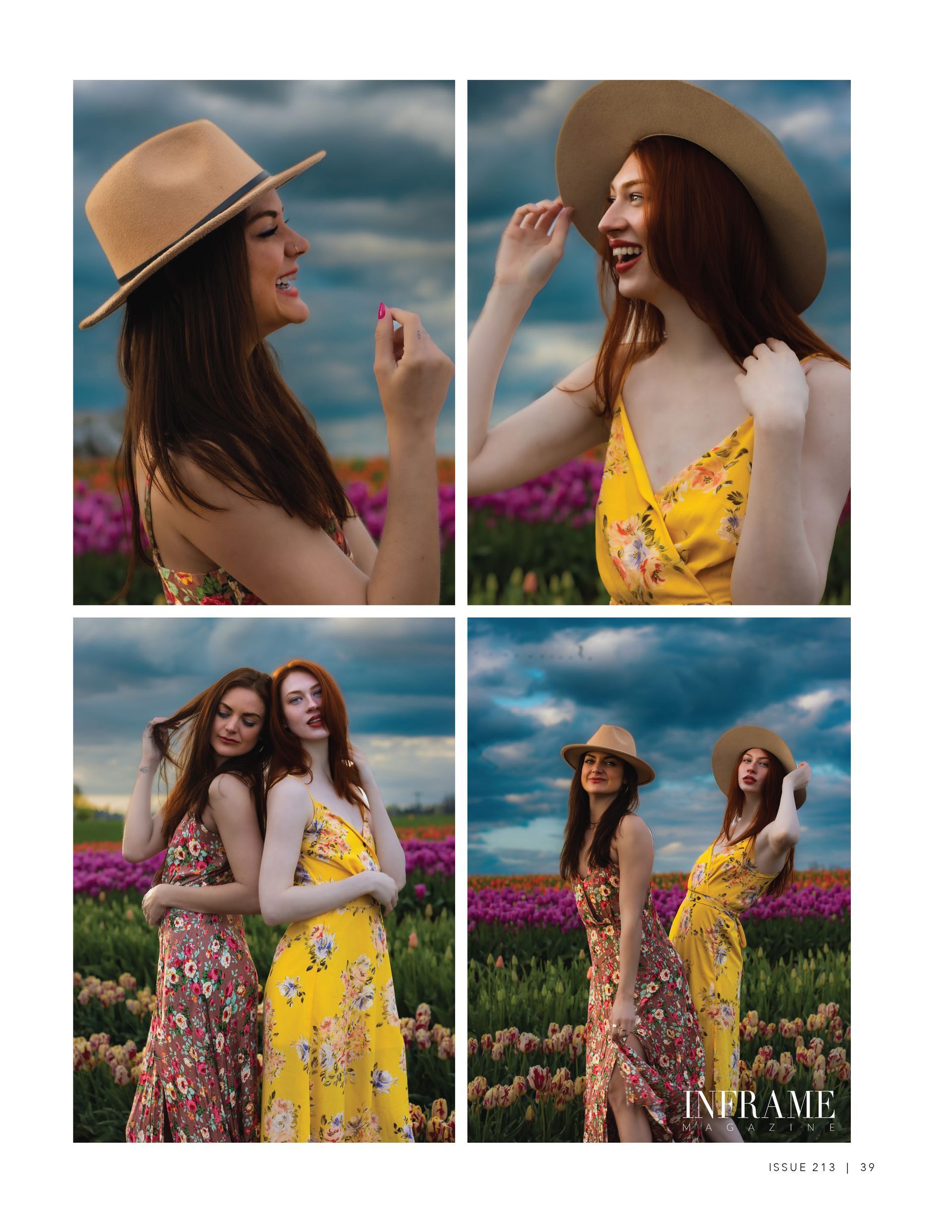 Kiera Brown and Shelby G published in a spring tulip farm editorial, photographed by Verity Visions during the Wooden Shoe Tulip Festival in Salem Oregon.