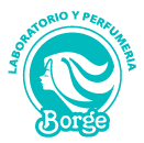 Logotipo circular de color turquesa con la inscripción “Laboratorio y Perfumería Borge”