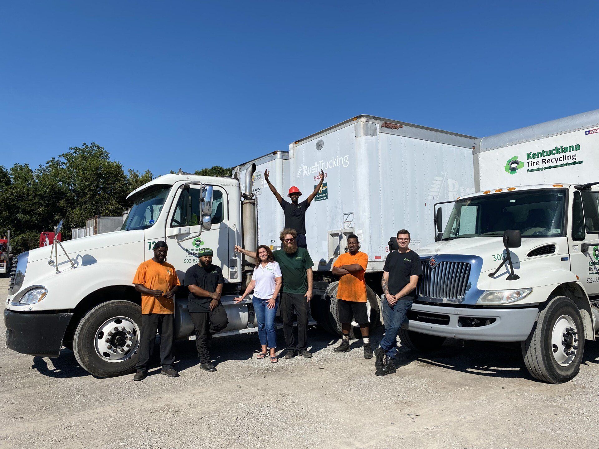Two White Trucks — Louisville, KY — Kentuckiana Tire Recycling