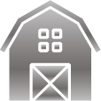 An icon of a barn with squares on the windows.