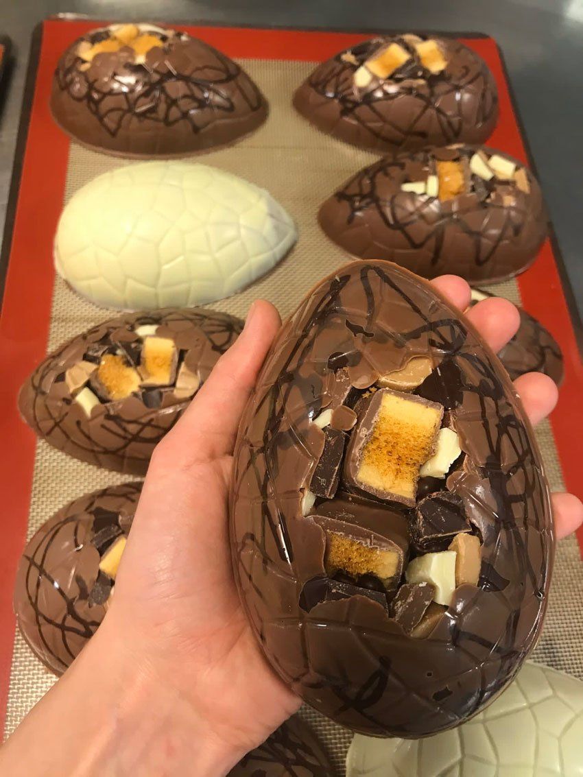Easter egg with home made honeycomb filling