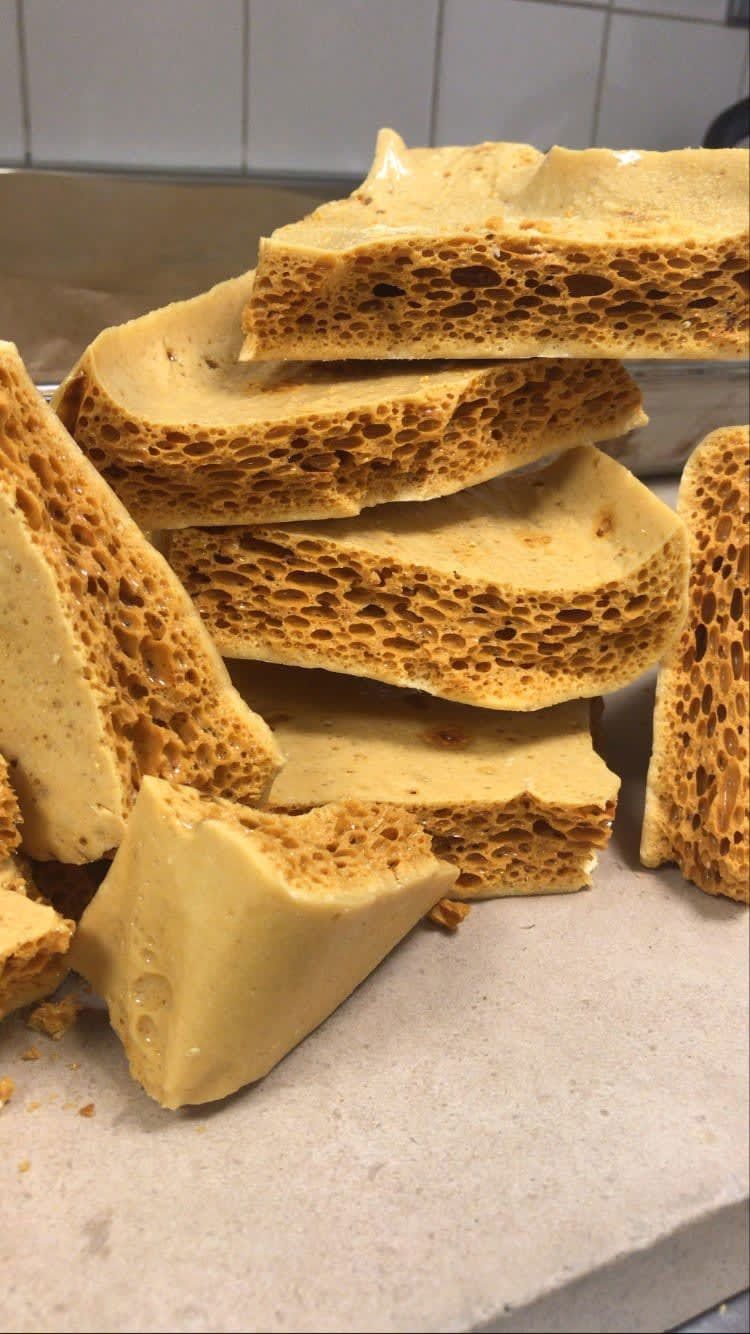 Chunks of homemade honeycomb