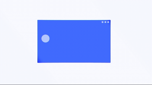 Blue browser window icon with a white circle and three dots in the top-right corner Blue browser window icon with a white circle and three dots in the top-right corner