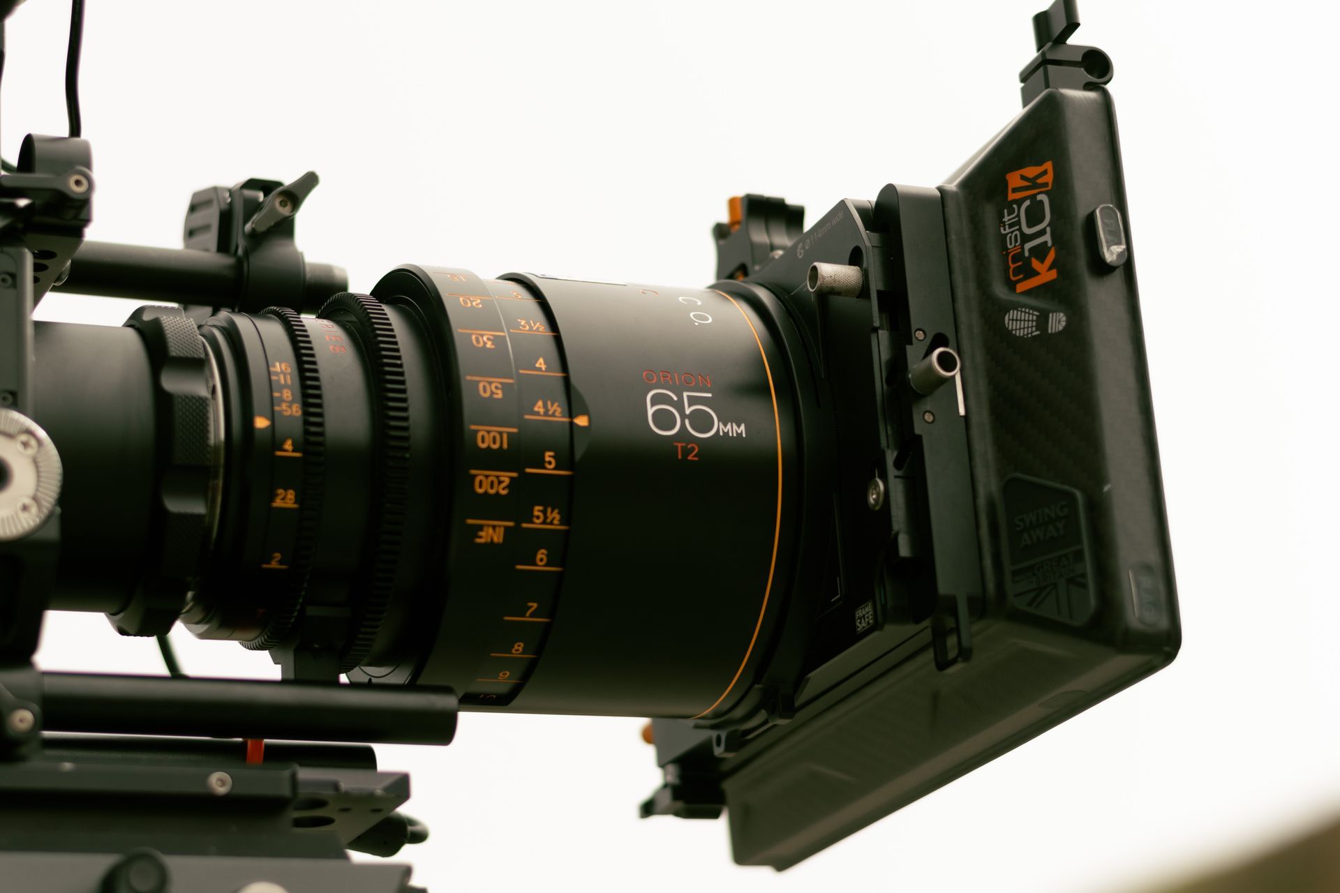 Large cinematic lens A camera lens with the number 60 on it