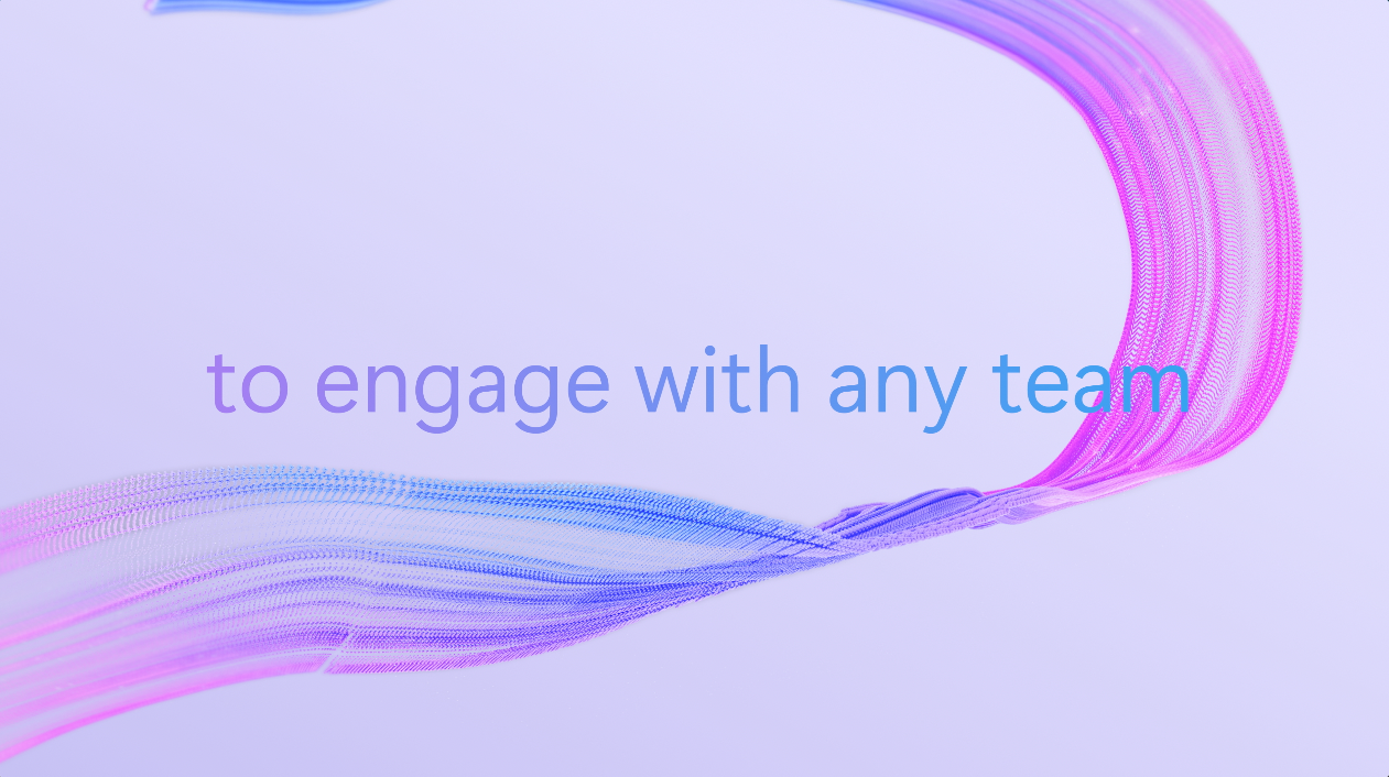 Flowing, colorful abstract design with the text 
