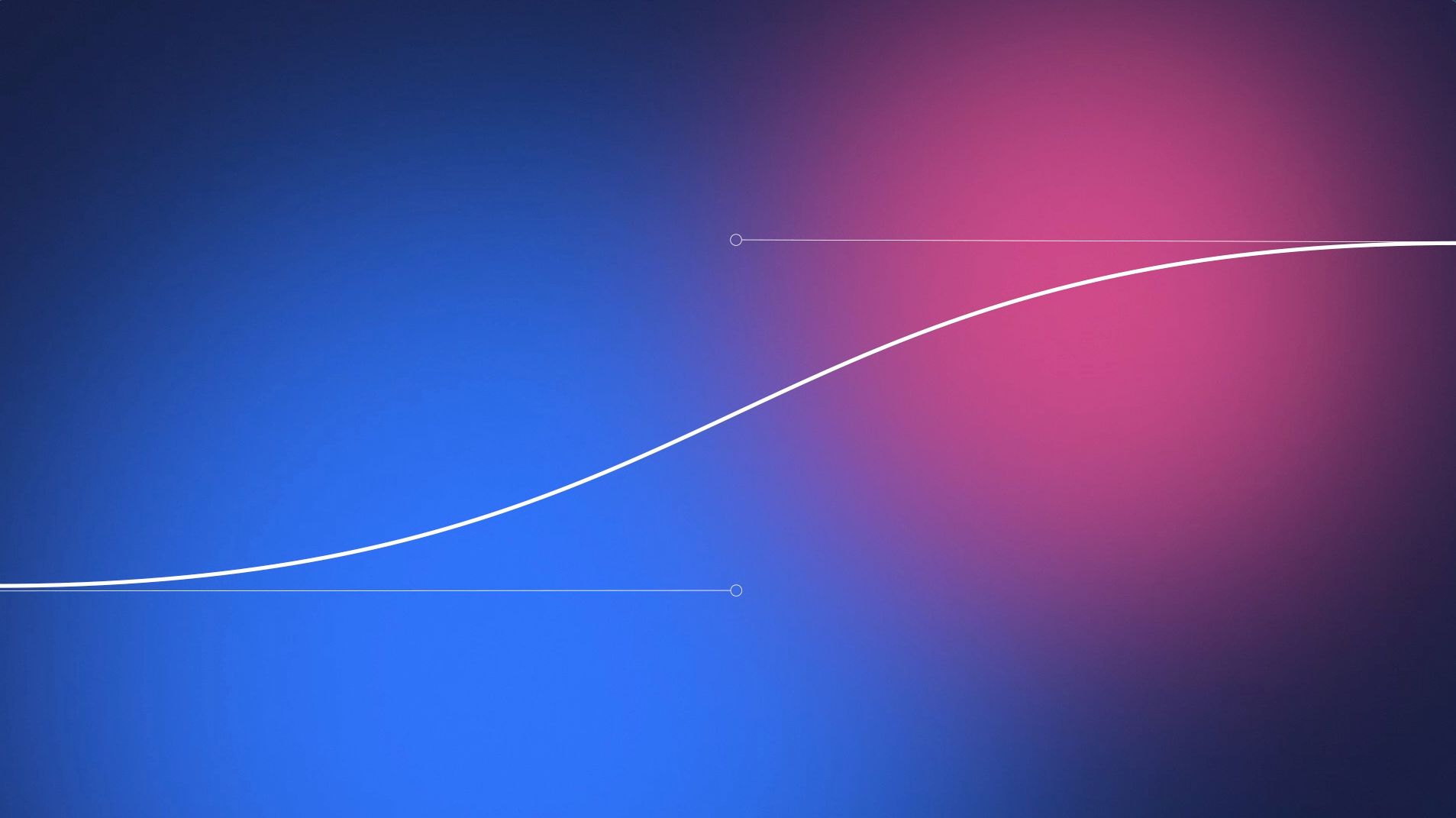 Abstract blue-to-pink gradient with a white rising curve line and a small dot.