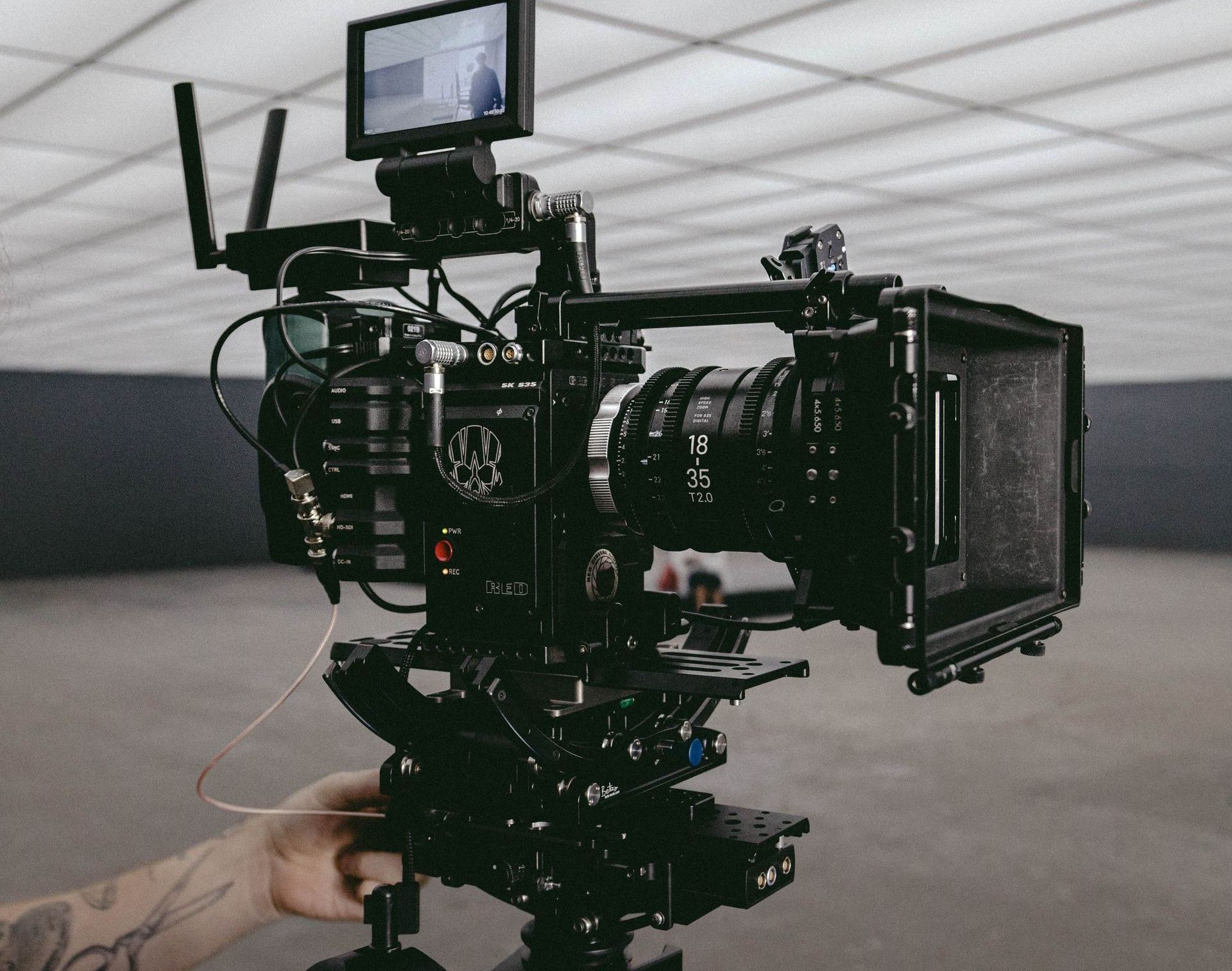 Cinema camera on steadicam Cinema camera on steadicam