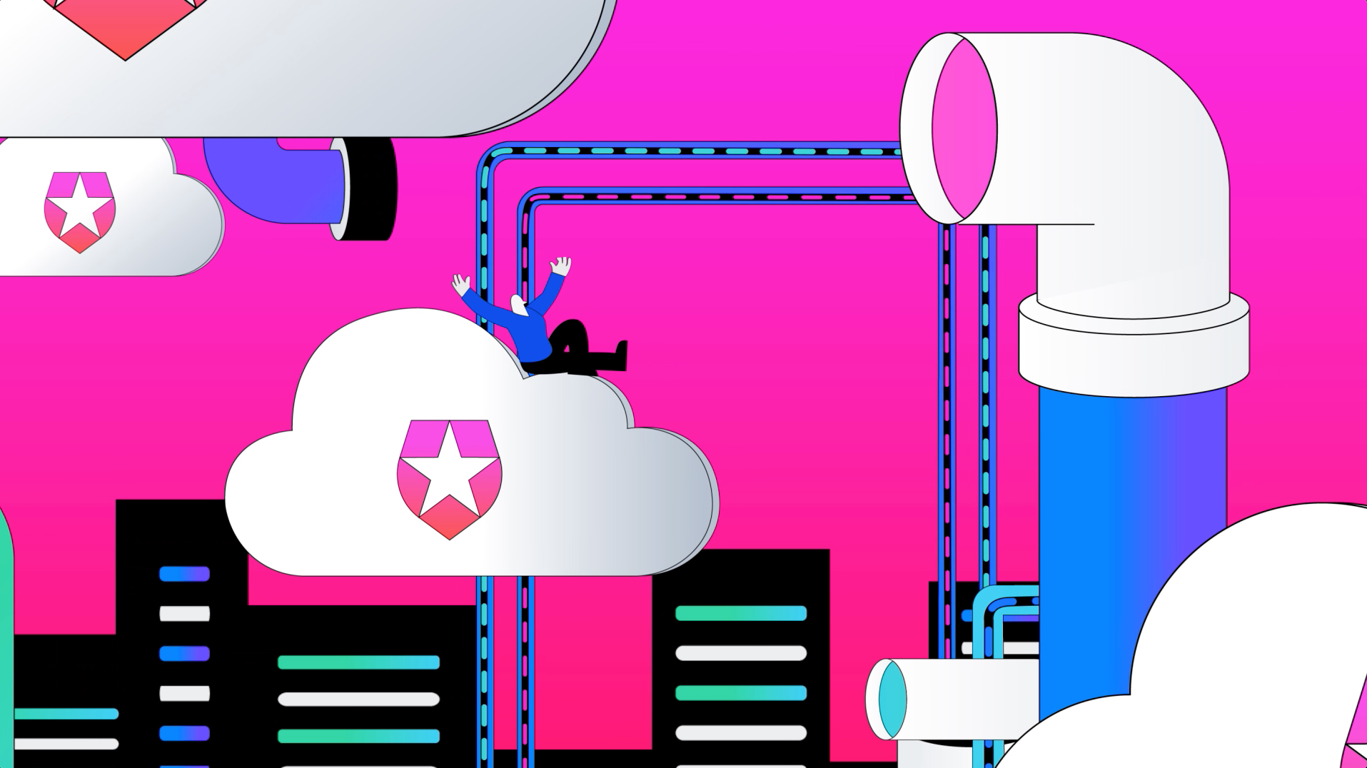 A cartoon illustration of a cloud with a star on it