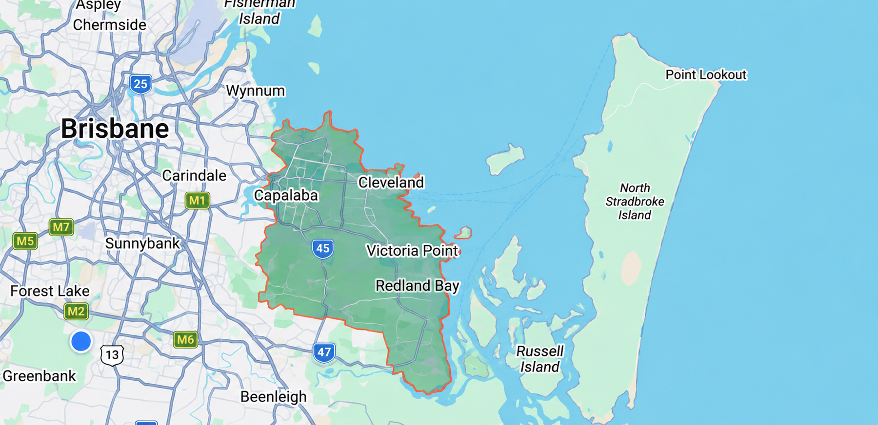 Redland City commercial cleaning service area including Capalaba, Cleveland, Victoria Point and Redland Bay