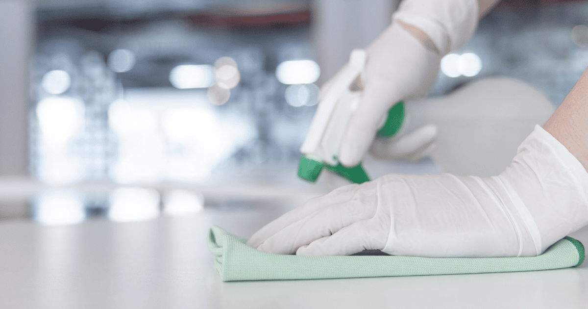 Professional cleaner working in a medical clinic