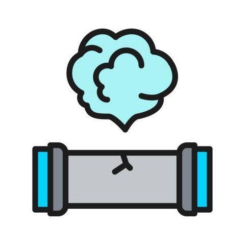 Broken pipe releasing gas cloud. Broken pipe releasing gas cloud.