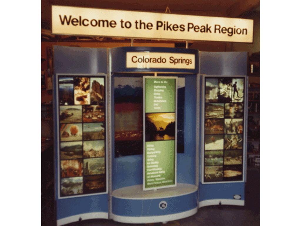 Folding, portable displays with illuminated photo panels