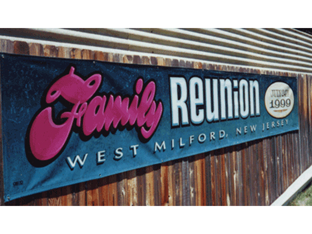 Hand lettered, custom, vinyl banner