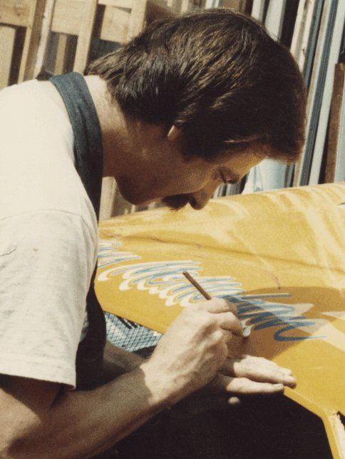 Jeff Cahill, 1985, hand lettering vehicle