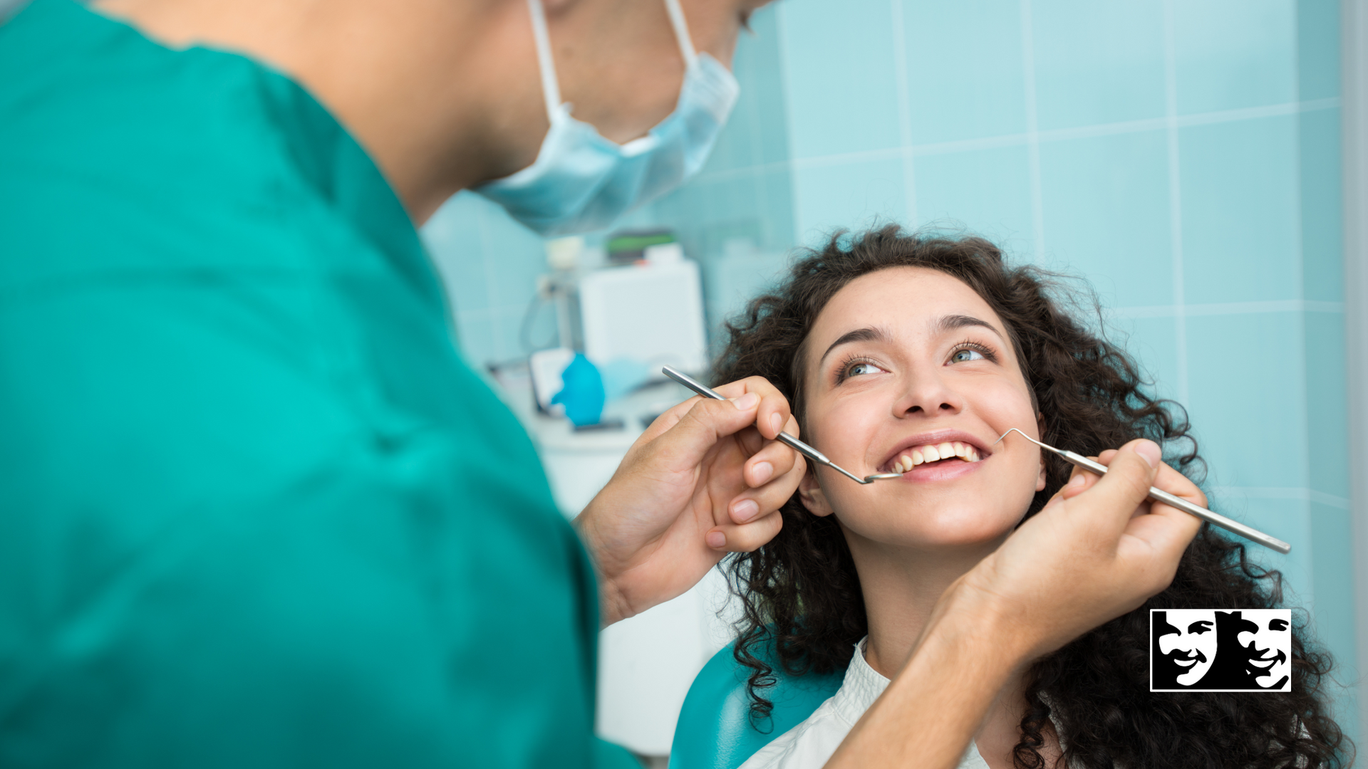 A dentist is examining a woman 's teeth in a dental office.