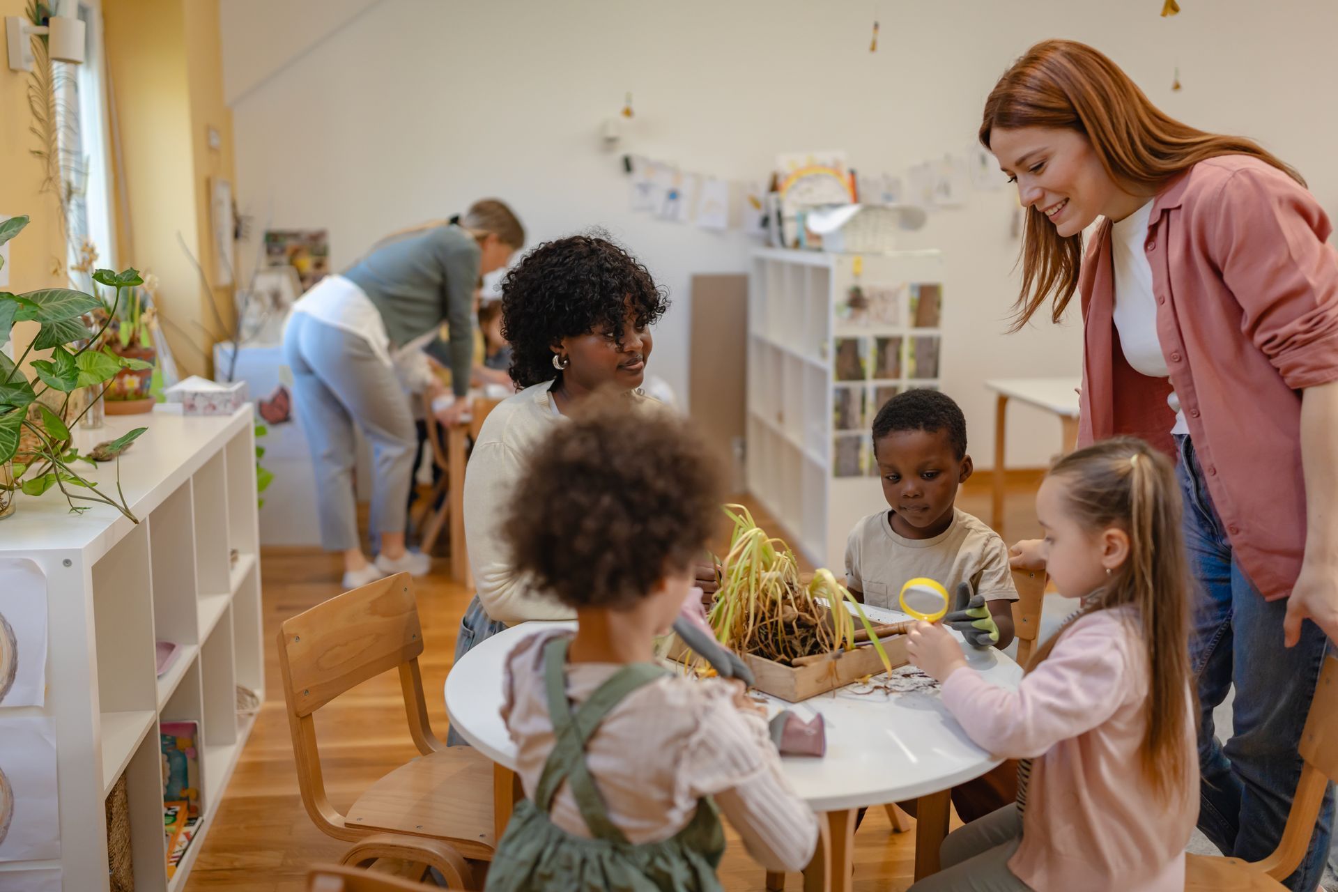 Childcare center classroom where children explore educational activities.