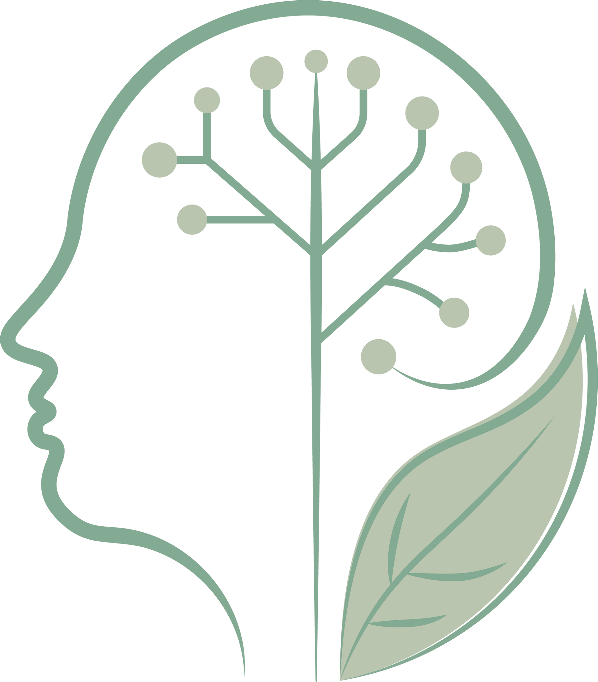 A logo for human based coaching with a brain and a leaf.