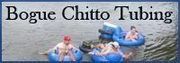 People tubing on a river with the text “Bogue Chitto Tubing” overlaid