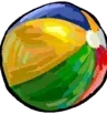 Glossy multicolored beach ball on a white background