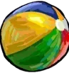 Glossy multicolored beach ball on a white background