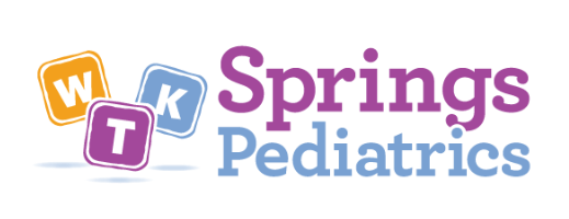 Logo for Springs Pediatrics. Text: Springs Pediatrics, with colorful lettered squares (W, K, T).