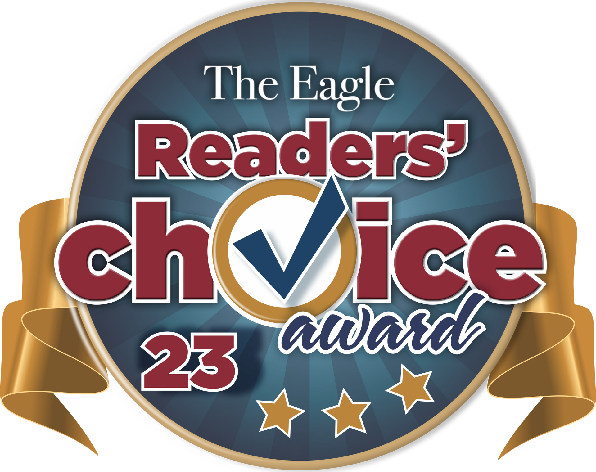 The Eagle Readers' Choice Award badge: blue, red, gold, and white colors.