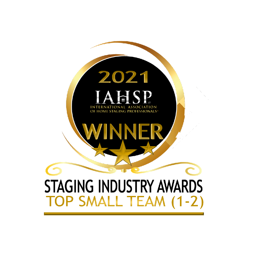 2021 IAHSP Winner badge, Staging Industry Awards Top Small Team (1-2), black and gold