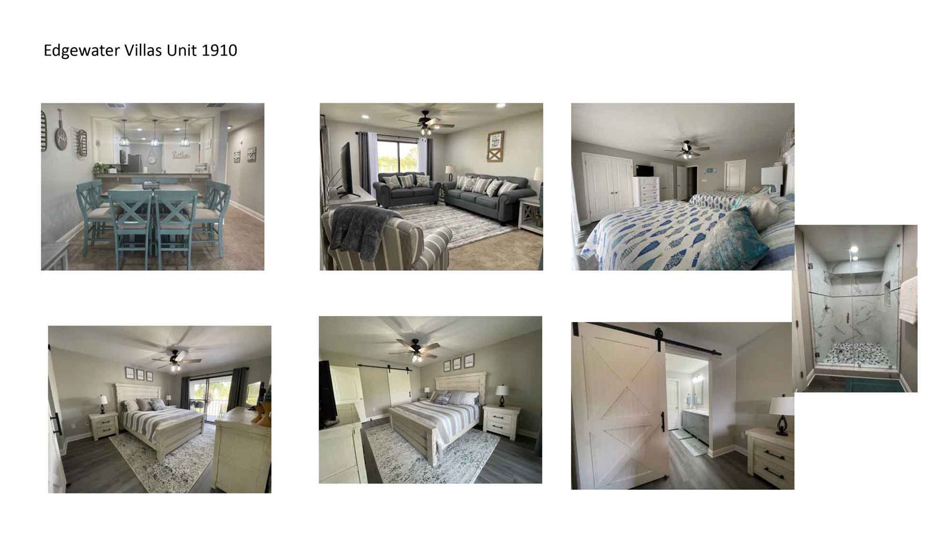 Collage of modern bedroom and bathroom interiors with light gray decor and white furnishings