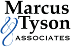 Marcus Tyson Associates logo in black text with blue ampersand and stylized script initials.