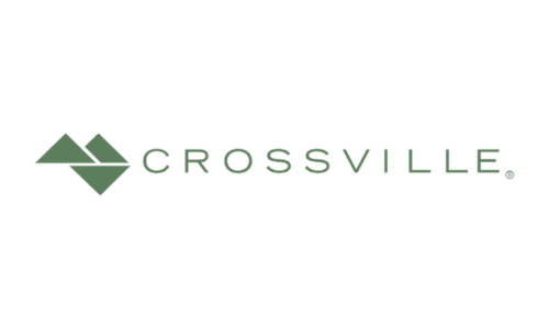 The crossville logo is green and white with a green diamond in the middle.