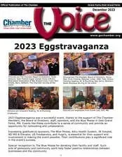 The cover of the chamber voice magazine for the year 2023.