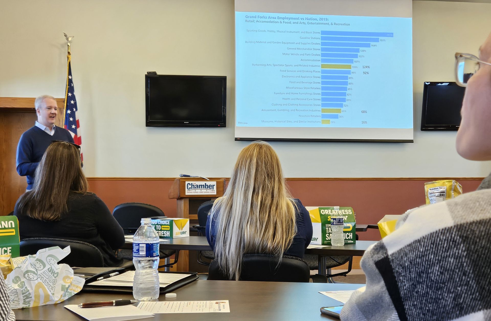 A man is giving a presentation to a group of people