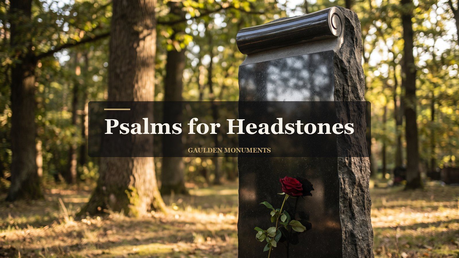 Psalms for headstones: black granite headstone with a red rose, Gaulden Monuments