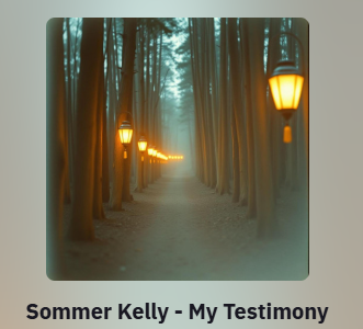 A lantern-lit path through a foggy forest, album art for Sommer Kelly's 