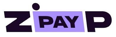A purple and black logo for a company called zippay.