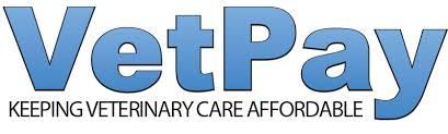 The vetpay logo is blue and says keeping veterinary care affordable.