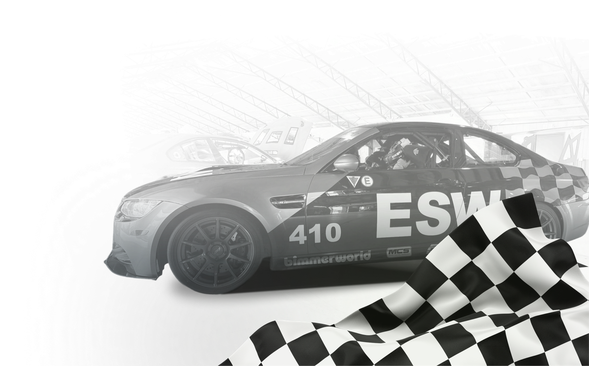 Race car with the number 410 and a checkered flag. | Gallery | Euro Speed Werks