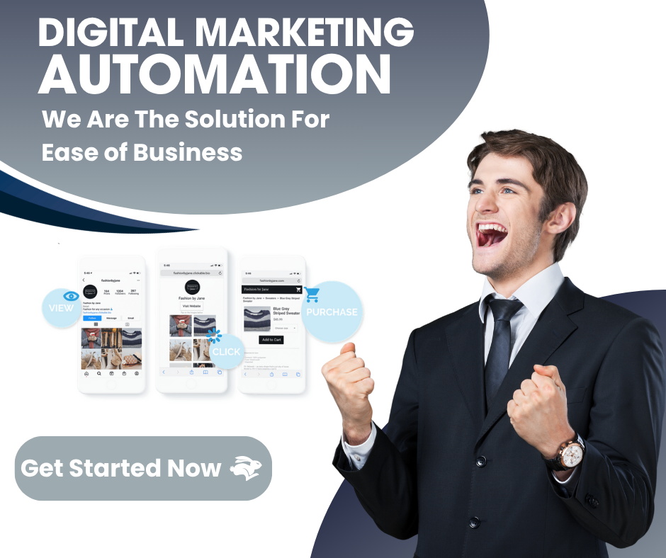 Man celebrates digital marketing automation with phone app examples.