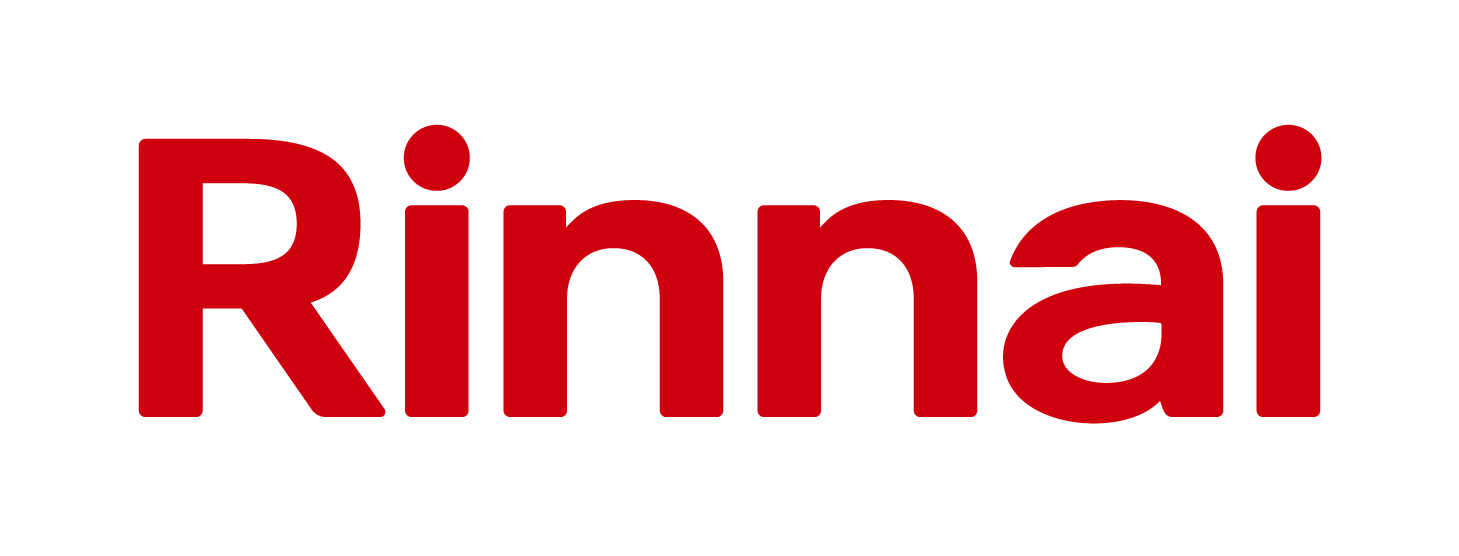 Rinnai logo in red text on a white background