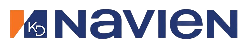 Navien logo in blue and orange with a small blue house icon.