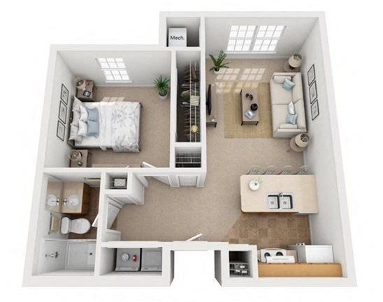 1 Bed, 1 Bath
